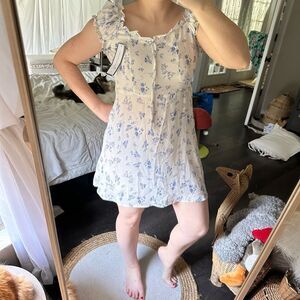 Goodnight Macaroon Women’s Small White Floral Mini Dress New NWT Cottagecore